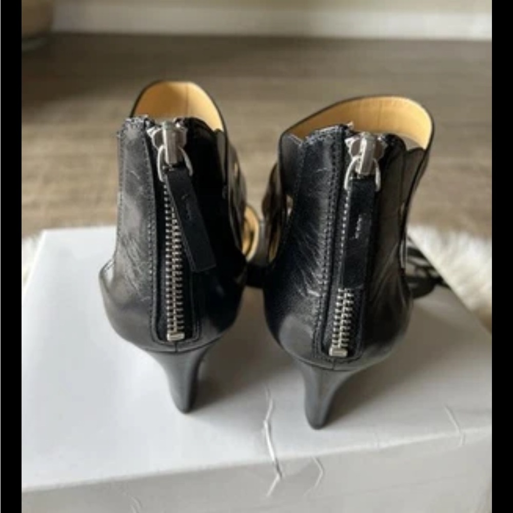 Nine West Ramp Up Wedge Sandals Shoes Women’s 8.5 M  Black Leather Zip NEW + Box - Picture 10 of 10